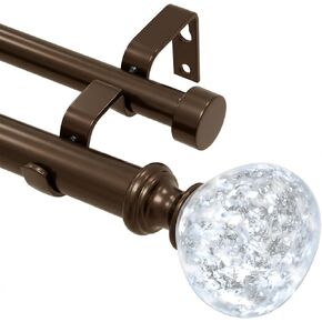 Matte Black Double Curtain Rod for Windows 28 to 48 Inch: Double Window Treatment Curtain Rod Heavy Duty Adjustable from28 to 48 Inch - Silver Foil Resin Finials and Double Curtain Rod in Kuwait