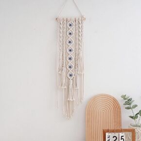 Boho Macrame Wall Hanging,Handmade Evil Eye Wall Decor Dreamcatchers for Bedroom Home Apartment Ornament Craft Gift (27.56" L x 5.51" W) in Kuwait