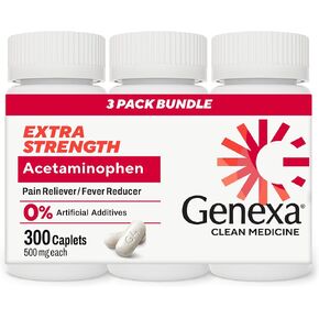 Genexa Acetaminophen 500mg Extra Strength Made Clean, 100 Tablets in Kuwait
