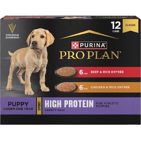 Pro Plan Sport Wet Beef & Rice Entrée and Chicken and Rice Entrée Puppy Wet Dog Food Variety Pack - (12) 13 oz. Cans in Kuwait
