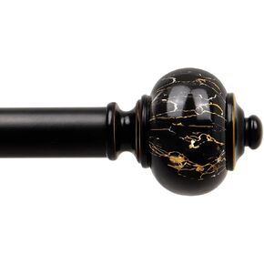KAMANINA 1 Inch Curtain Rods for Windows 48 to 84 Inches (4-7ft), Decorative Drapery Rod with Marble End, Black Single Heavy Duty Curtain Rod in Kuwait