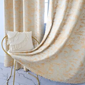 Amidoudou 1 Pair Nordic Style Luxury Velvet Curtains for Living Room Bedroom Gold Curtains (Gold,54x84 Inch) in Kuwait