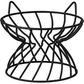 Metal Stand for Cat Dish - Raised Cat Bowl Holder with Anti Slip Sleeves - Black Iron - Elevated, Anti Vomiting, Backflow Prevention - 5.9 x 4.7 inches in Kuwait