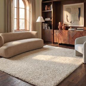 SAFAVIEH Athens Shag Collection Area Rug - 9' x 12', Off White, Non-Shedding & Easy Care, 1.5-inch Thick Ideal for High Traffic Areas in Living Room, Bedroom (SGA119B) in Kuwait