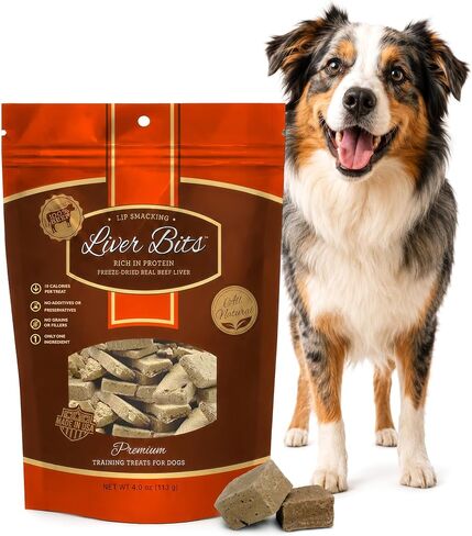 Liver Bits Treats for Dogs - Freeze Dried Training Treats - 100% Natural Raw Beef Liver - High in Protein 4 oz in Kuwait