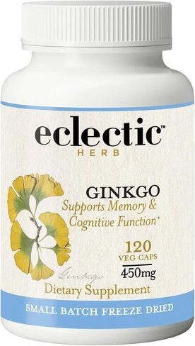 Eclectic Institute Raw Freeze-Dried Ginkgo | Circulatory Support, Supports Brain Function, Concentration & Memory | 120 CT in Kuwait