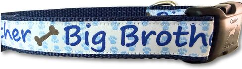 Sibling Dog Collar, Caninedesign, Brother, Sister, Quick Release Buckle, 1 inch Wide, Adjustable, Nylon, Medium and Large (Big Brother, Large 15-22") in Kuwait