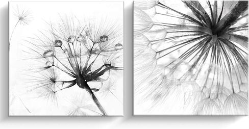 Pinetree Art 2 لوحة أبيض وأسود قماش جدار الفن زهرة بيضاء روز الشمال قماش يطبع اللوحة جدار ديكور لغرفة المعيشة ديكورات المنزل مؤطرة خشبية - 12 "× 12" (زهرة بيضاء، 12 × 12 2PCS) in Kuwait