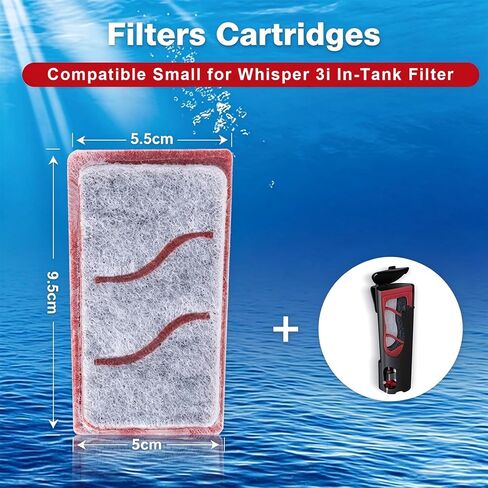 12 عبوة من خراطيش فلتر صغيرة من Zuqqony لمرشحات داخلية Tetra Whisper 3i، خراطيش فلتر بديلة لمرشح Tetra Whisper وأحواض السمك، تنظف مياه حوض السمك in Kuwait