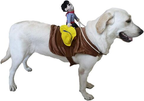 SEIS Pet Riding Costume Novelty Pet Supplies Cowboy Rider Horse Riding Designed Dog Apparel Party Dressing up Clothing Halloween (XXL) in Kuwait