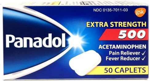 Panadol Extra Strength 500 Acetaminophen Pain Reliever and Fever Reducer Caplets, 50 Count (Pack of 3) in Kuwait