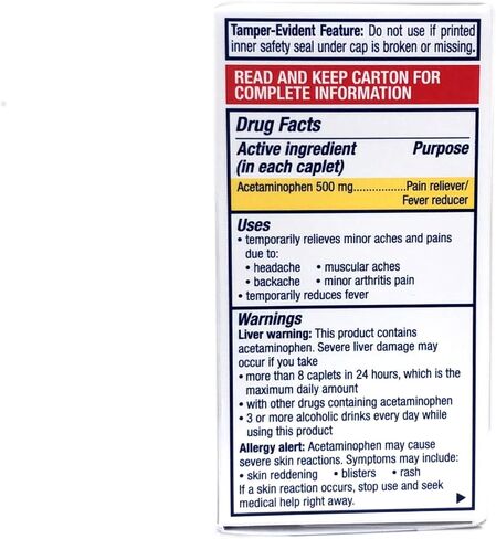 Panadol Extra Strength 500 Acetaminophen Pain Reliever and Fever Reducer Caplets, 50 Count (Pack of 3) in Kuwait
