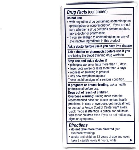 Panadol Extra Strength 500 Acetaminophen Pain Reliever and Fever Reducer Caplets, 50 Count (Pack of 3) in Kuwait