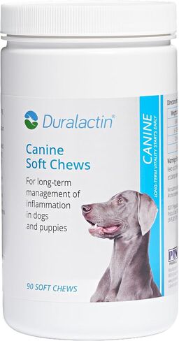 PRN Pharmacal Duralactin Canine Soft Chews - Joint Health Supplement for Dogs & Puppies to Help Reduce Chronic Soreness - Canine Chews Containing Dried Milk Protein - Chicken-Liver Flavor - 90 Chews in Kuwait