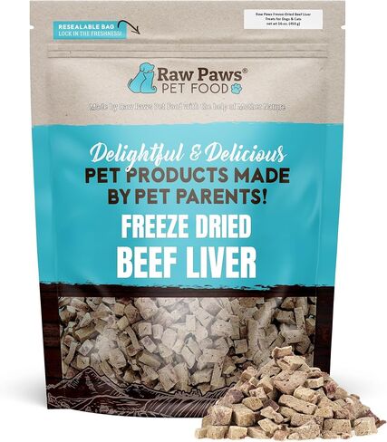 Raw Paws Freeze-Dried Beef Liver Treats for Dogs & Cat, 8-oz - Made in USA - Liver Treats for Dogs - Liver Treats for Cats - Liver Bites - Small Beef Liver Dog Treats Training - Diabetic Dog Treats in Kuwait