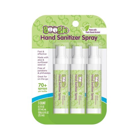 Kids Hand Sanitizer Spray by Boogie for Babies &Toddlers, Great for Diaper Bags and Backpacks, Plant Based Alcohol, Made With Aloe & Sunflower Seed Oil, 3 Count (Pack of 1) in Kuwait