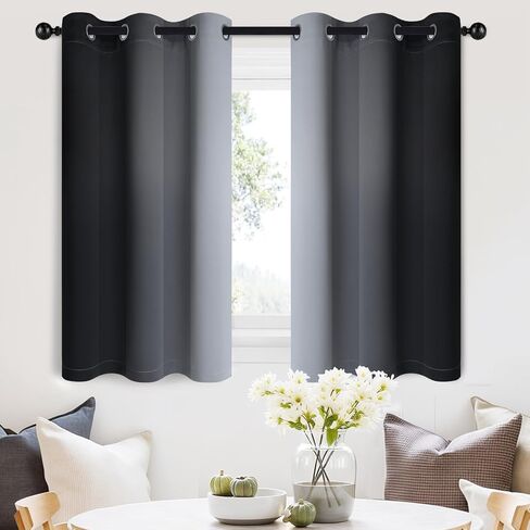 SimpleHome أومبير غرفة سواد الستائر لغرفة النوم، التدرج الأسود إلى الرمادي الأبيض حجب الضوء الحراري معزول جروميت نافذة الستار / الستائر لغرفة المعيشة، 2 لوحات، 52x84 بوصة طول in Kuwait