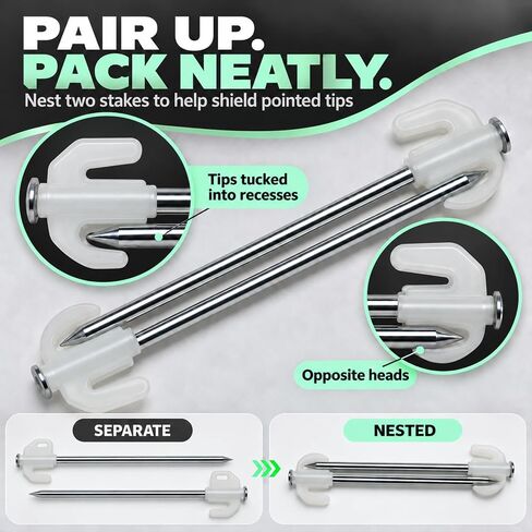 Glow in The Dark 22pcs Tent Stakes, 8 inch Heavy Duty Tent Stakes, Galvanized Non-Rust Forged Steel Tent Pegs Ground Stakes Canopy Stakes for Camping, Garden, Canopies, Inflatables, Outdoor in Kuwait