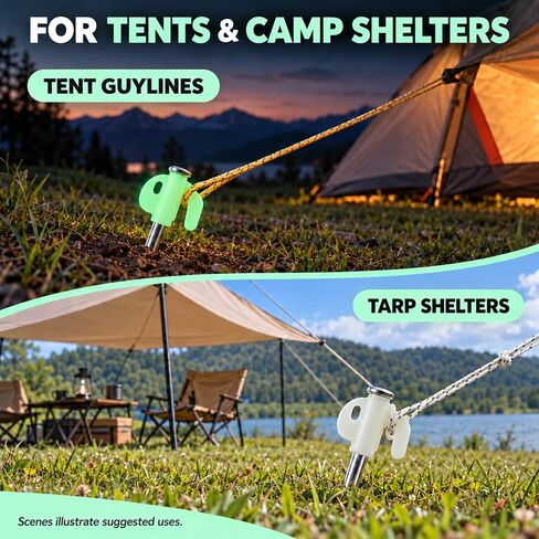 Glow in The Dark 22pcs Tent Stakes, 8 inch Heavy Duty Tent Stakes, Galvanized Non-Rust Forged Steel Tent Pegs Ground Stakes Canopy Stakes for Camping, Garden, Canopies, Inflatables, Outdoor in Kuwait