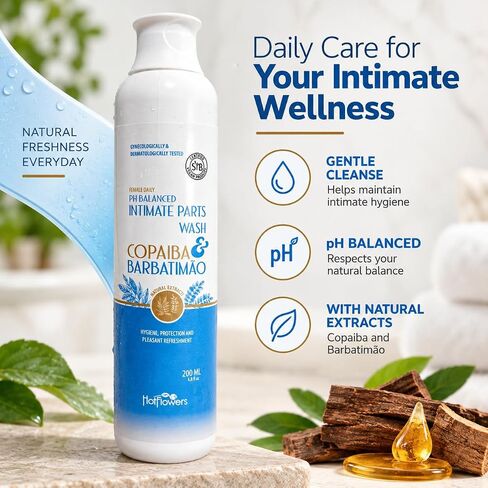HOT FLOWERS Copaiba Barbatimao Feminine Wash for Intimate Care, Women pH Balanced for Essentials Body Health, Daily Use, Gynecologist and Dermatologist Tested, 4.4 oz. in Kuwait