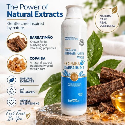 HOT FLOWERS Copaiba Barbatimao Feminine Wash for Intimate Care, Women pH Balanced for Essentials Body Health, Daily Use, Gynecologist and Dermatologist Tested, 4.4 oz. in Kuwait