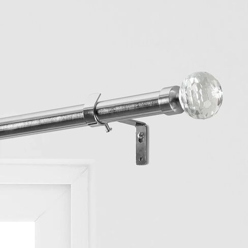 HPD Half Price Drapes HDW-LTF3523-P Glass Sphere Prism Extendable Metal Rod Set, 52" - 144", Nickel in Kuwait
