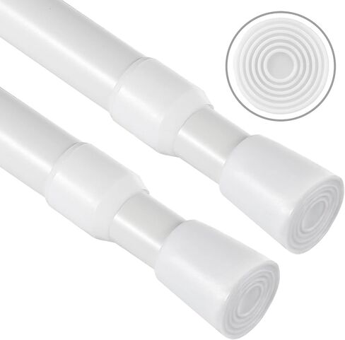 5 Pcs Tension Rod, OEH Tension Curtain Rod, No Drilling Tension Rods for Windows 28 to 48 inch, Rustproof Spring Rod, Spring Tension Curtain Rod for Doors, Windows, Wardrobe, Black (28-48 inch) in Kuwait