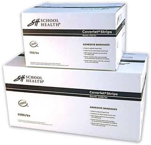 School Health - Adhesive Bandages, Comfortable Form-Fitting Protection & Wound Care for Cuts and Scrapes, Premium Adhesive Stays Secure with Movement, Loose Bulk Fabric Bandages - 3/4" x 3" 1500/Box in Kuwait