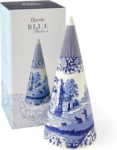 Spode Blue Italian Cone Shaped Topiary | Topiary for Home Décor with Iconic Blue Italian Motif | Made of Fine Porcelain (13") in Kuwait
