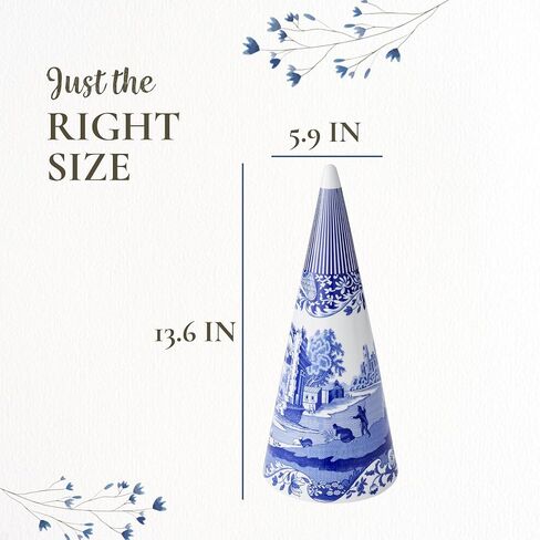 Spode Blue Italian Cone Shaped Topiary | Topiary for Home Décor with Iconic Blue Italian Motif | Made of Fine Porcelain (13") in Kuwait