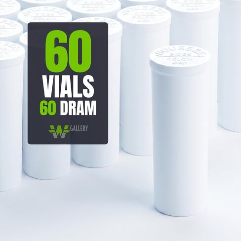 W Gallery 60 White 60 Dram Pop Top - Airtight Smell Proof Containers - Plastic Medical Grade Prescription Bottles for Pills Herbs Flowers Supplements, Bulk Pack, Not Glass Jars in Kuwait