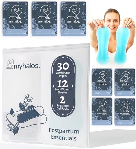 44 pcs- Witch Hazel Wipes & Perineal Ice Packs for Postpartum, Hemorrhoids & C Section Ice Packs for Postpartum -30 Alcohol Free Witch Hazel Pads for Postpartum Care & Hemorrhoids Cold Pads Postpartum in Kuwait
