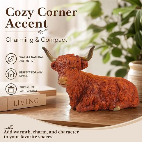 Farmhouse Decor, Highland Cow Decor, Resin Home Decoration, Lifelike Highland Cow Statue and Figurines for Highland Cow Lovers! in Kuwait