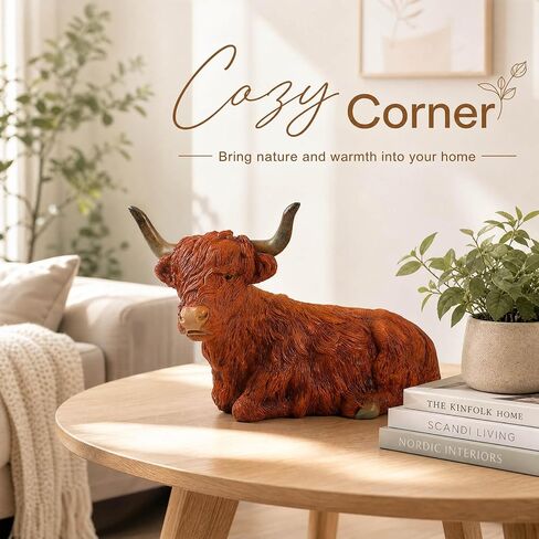 Farmhouse Decor, Highland Cow Decor, Resin Home Decoration, Lifelike Highland Cow Statue and Figurines for Highland Cow Lovers! in Kuwait