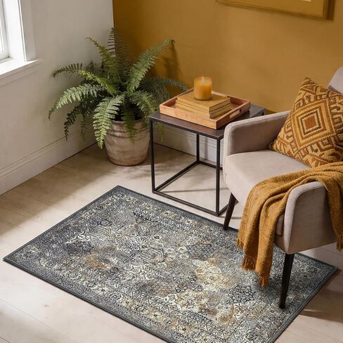 Keen Home Design 2x3 Rug - Machine Washable Entry Rug with Non-Slip Backing, Ideal for Enteryway, Kitchen, Bathroom, Laundry Room - Vintage, Easy Clean, Durable, Low Pile Rug - (2' x 3') in Kuwait