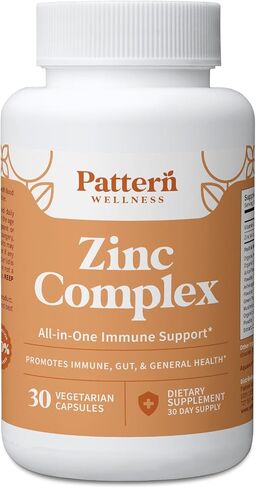 Pattern Wellness Zinc Complex Supplement - Highly Absorbable Formula with Vitamin C, Probiotics & Other Plant-Based Ingredients - All-in-One Immune Support - 30 Vegan Capsules in Kuwait
