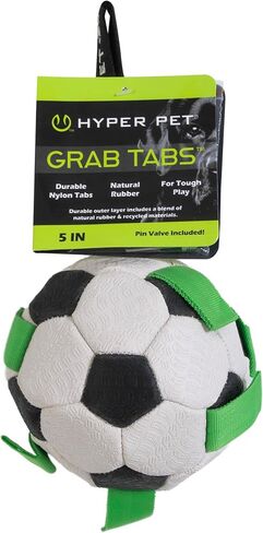 Hyper Pet The Original Quality Grab Tabs Dog Soccer Ball & Dog Football (لعبة الكلب التفاعلية الداخلية والخارجية، كرات الكلب مع علامات تبويب سهلة الإمساك) لعبة شد الكلب الممتعة وكرة الكلب - 7.5 بوصة in Kuwait