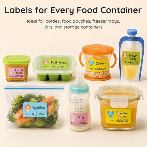 Baby Food Labels, Removable Write-On Daycare Date Labels for OXO Tot Baby Food Storage Containers, Trays, Jars, Freezer & Dishwasher Friendly, for Infants & Babies in Kuwait