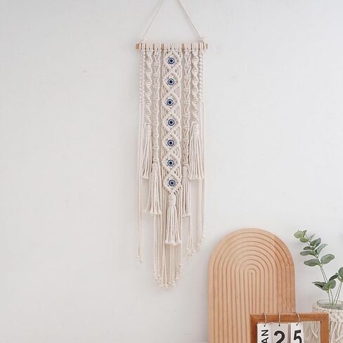 Boho Macrame Wall Hanging,Handmade Evil Eye Wall Decor Dreamcatchers for Bedroom Home Apartment Ornament Craft Gift (27.56" L x 5.51" W) in Kuwait