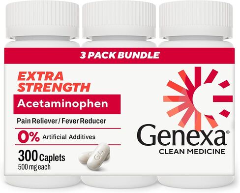 Genexa Acetaminophen 500mg Extra Strength Made Clean, 100 Tablets in Kuwait
