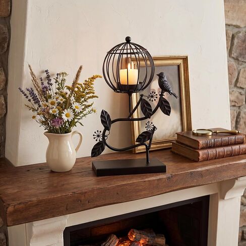 Metal Candle Holder, Brown Candlestick Holder for Pillar Candles LED Candles, Home Decor Birdcage Gothic Vintage Stylish for Unique Candle Displays, Living Room, Bedroom, Dinning Area in Kuwait