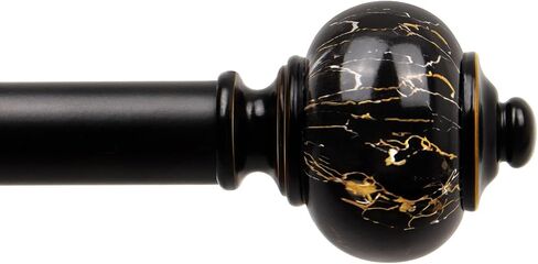 KAMANINA 1 Inch Curtain Rods for Windows 48 to 84 Inches (4-7ft), Decorative Drapery Rod with Marble End, Black Single Heavy Duty Curtain Rod in Kuwait
