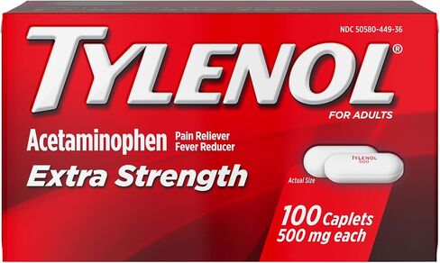 Tylenol Extra Strength Caplets, 500 mg Acetaminophen, 100 Ct in Kuwait