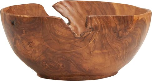 Deco 79 Teak Wood Handmade Live Edge Free Form Decorative Bowl, 14" x 12" x 6", Brown in Kuwait