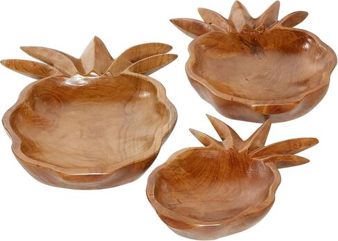 Deco 79 Teak Wood Handmade Live Edge Free Form Decorative Bowl, 14" x 12" x 6", Brown in Kuwait