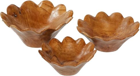 Deco 79 Teak Wood Handmade Live Edge Free Form Decorative Bowl, 14" x 12" x 6", Brown in Kuwait