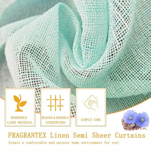 Fragrantex Grey Sheer Curtains 84 inch Long for Bedroom Faux Linen Window Curtain Drapes Grommet Top Voile Panels for Living Room Tulle 40" W x 84" L 2 Panels,Soft Gray in Kuwait