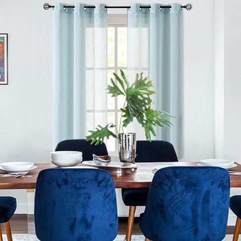 Fragrantex Grey Sheer Curtains 84 inch Long for Bedroom Faux Linen Window Curtain Drapes Grommet Top Voile Panels for Living Room Tulle 40" W x 84" L 2 Panels,Soft Gray in Kuwait