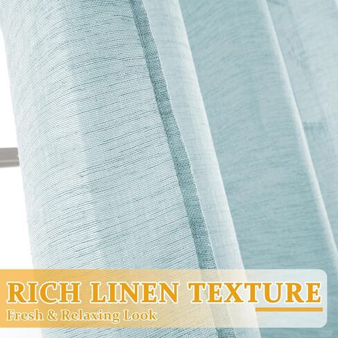 Fragrantex Grey Sheer Curtains 84 inch Long for Bedroom Faux Linen Window Curtain Drapes Grommet Top Voile Panels for Living Room Tulle 40" W x 84" L 2 Panels,Soft Gray in Kuwait