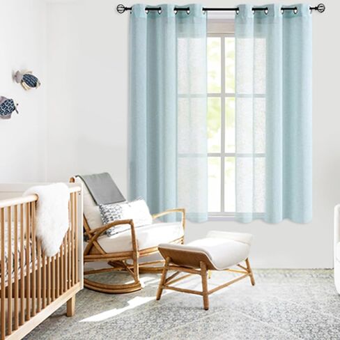 Fragrantex Grey Sheer Curtains 84 inch Long for Bedroom Faux Linen Window Curtain Drapes Grommet Top Voile Panels for Living Room Tulle 40" W x 84" L 2 Panels,Soft Gray in Kuwait